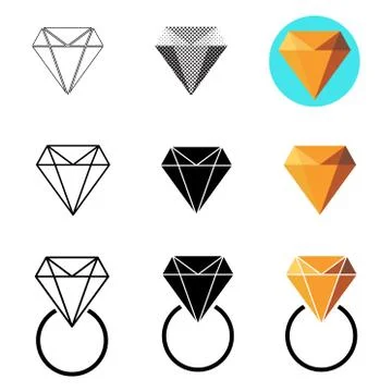 Diamond flat icon  vector. Web symbol. Perfect Black pictogram illustration o 库存插图