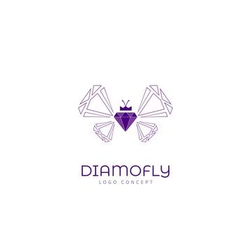 Diamond Fly Logo Design Template Flat Style Vector Stock Illustration