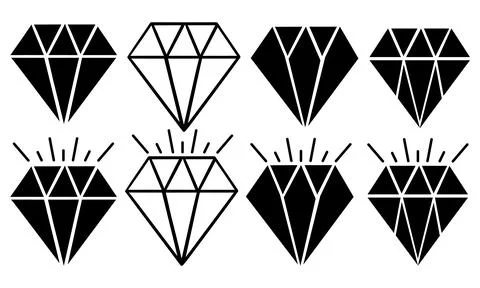 Diamond in four styles Stock Illustration
