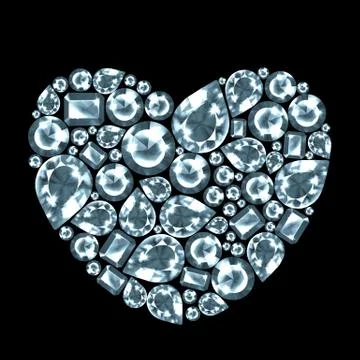Diamond gem heart, isolated Stockillustratie