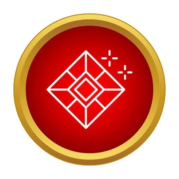 Diamond gem icon sparkling in red circle frame Stock Illustration