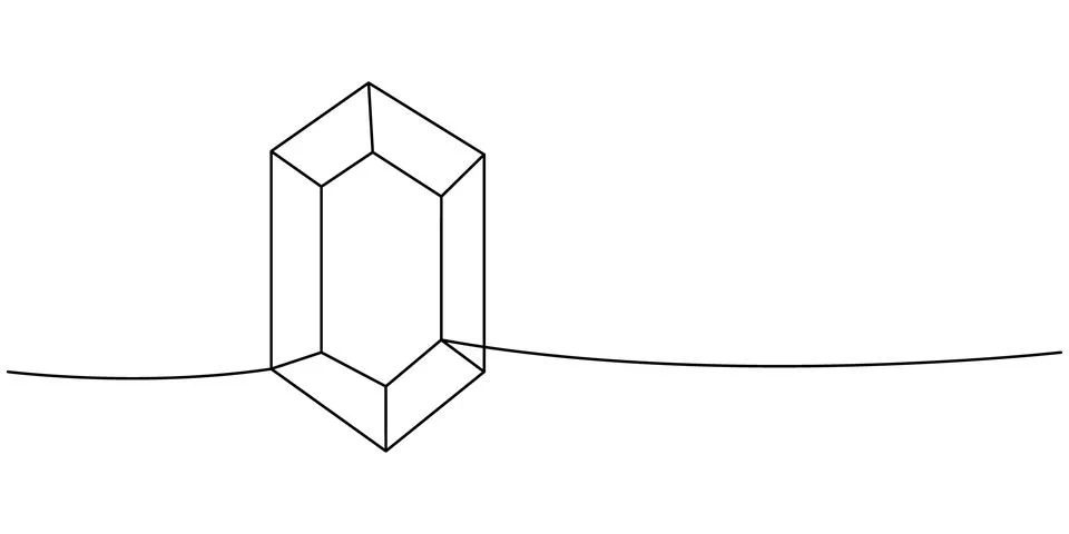 Diamond gem one line continuous drawing. Crystal and mineral. Vector Stock Illustration