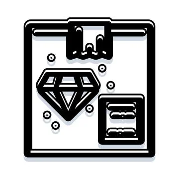 Diamond gem package shipping line art icon Stock Illustration