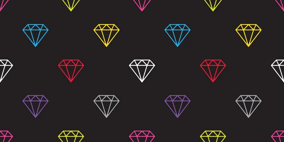 Diamond gem seamless pattern vector jewelry isolated wallpaper Stock Illustration