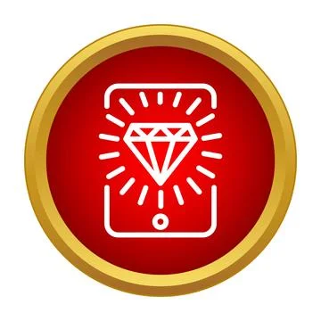 Diamond gem sparkling on smartphone screen app Stockillustratie