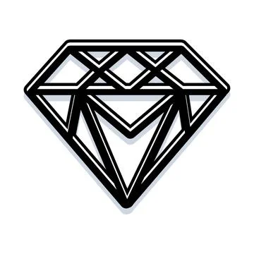 Diamond gem vector line art illustration icon Stock Illustration