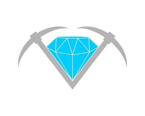 Diamond gems with mining axe beside 스톡 일러스트