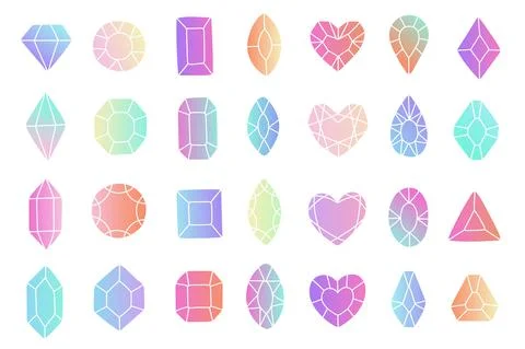 Diamond gems set gradient vector isolated on white Stock Illustration