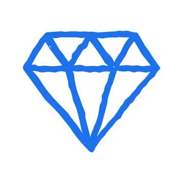 A diamond gemstone, a hand drawn vector illustration. Whimsical doodle jewelr Stock Illustration