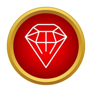 Diamond gemstone icon in red circle button Stock Illustration