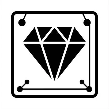 Diamond gemstone shape square frame icon 8K ultra quality image ratio Stock Illustration