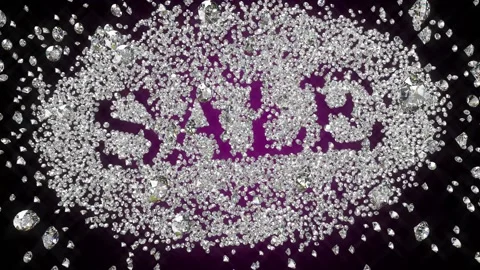 Diamond glitter falling, and form the inscription sale. Top view close up Stock Footage 159453818