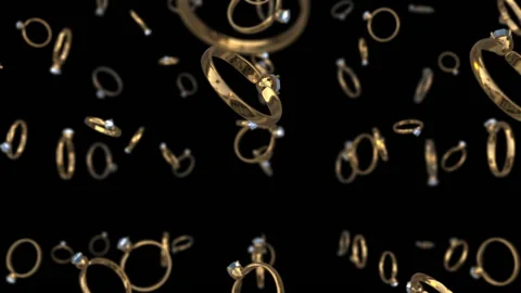 Diamond gold ring particle loop animation Stock Footage 146051188