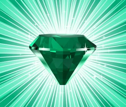 Diamond on a green background. Vector Illustrazione stock