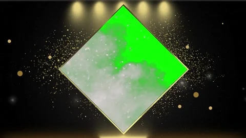 Diamond green screen frame with gold particles Stock-Footage 341374992