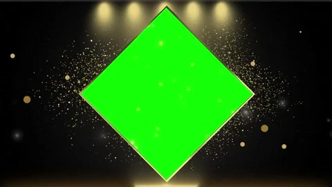 Diamond green screen frame with gold particles Stock Footage 341375067