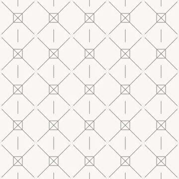 Diamond grid with central square nodes seamless pattern in minimal line design Stock Illustration