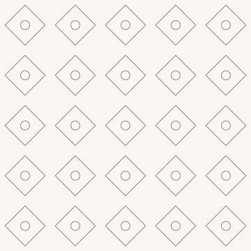Diamond grid with circular centers seamless pattern in minimal line design Stock Illustration