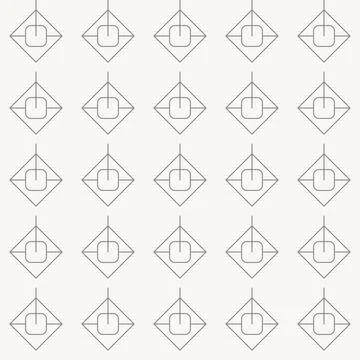Diamond grid with rounded square centers seamless pattern in minimal line design 스톡 일러스트