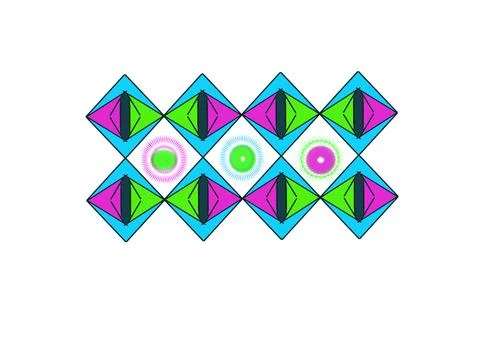 Diamond Grid with Spiky Orbs (White Background) Stock Illustration