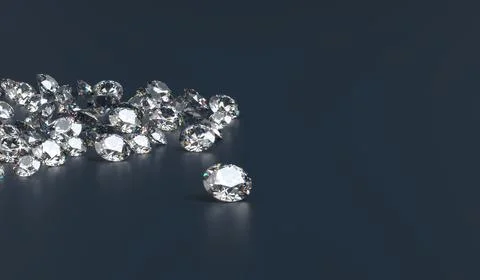 Diamond Group placed on Black Background with soft focus 3D rendering Stock Photos