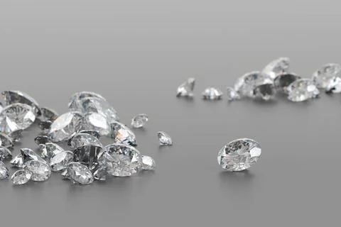 Diamond Group placed on Black Background with soft focus 3D rendering Stock Photos