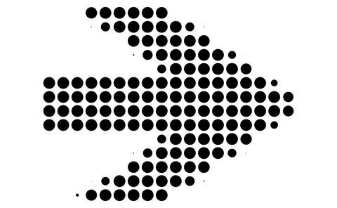 Diamond halftone arrow pointing right, Rhombus pattern dotted arrow vector, A 스톡 일러스트