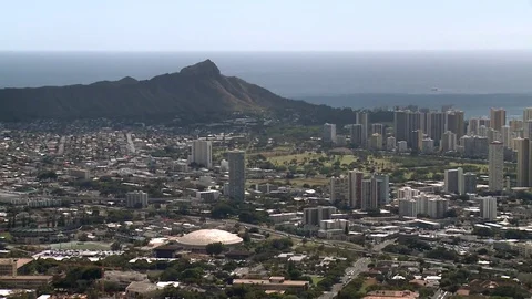 Diamond Head and buildings Static Stock-Footage 81527065