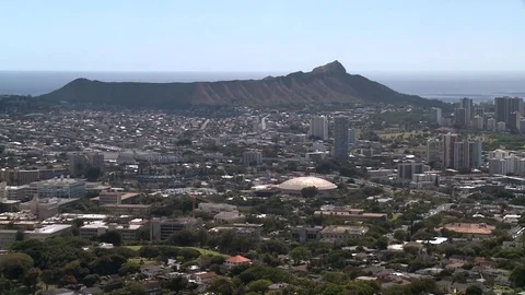 Diamond Head Full Wide shot Stock Footage 81524580