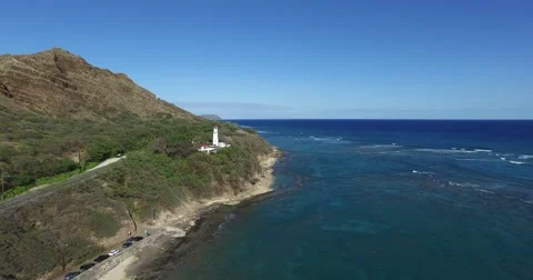 Diamond Head, Lighthouse, Honolulu, Oahu, Hawaii Stock Footage 48584959