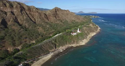 Diamond Head, Lighthouse, Honolulu, Oahu, Hawaii Stock Footage 48585242