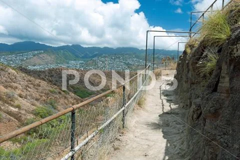 Diamond head state monument park trail close honolulu on oahu hawaii Stock Photos