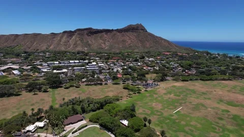 Diamond Head Volcano Aerial Push In Stock Footage 157132272
