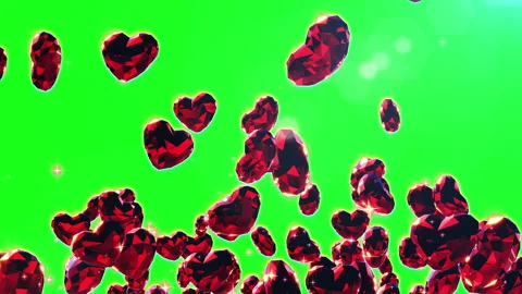 Diamond heart loop animation green screen background Stock Footage 162298563