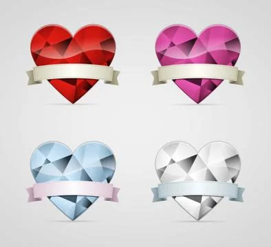 Diamond heart set Stock Illustration