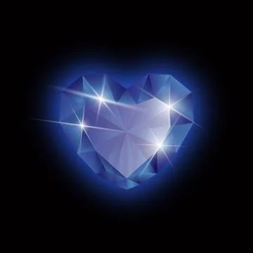 Diamond heart shape on a black background, vector format Stock Illustration