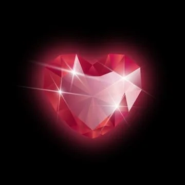 Diamond heart shape on a black background, vector format Stock Illustration