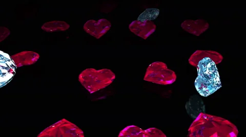 Diamond hearts drops Stock Footage 59952188