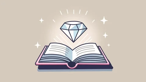 Diamond Hovering Over an Open Book With Glowing light Lines. Precious Knowl.. Stock Footage 304774800