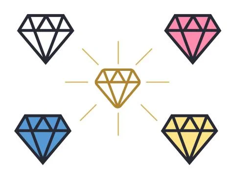 Diamond icon. Brilliant vector icon. Diamond outline vector sign Stock Illustration