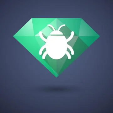 Diamond icon with a bug Stock Illustration