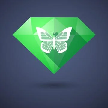 Diamond icon with a butterfly Stock Illustration