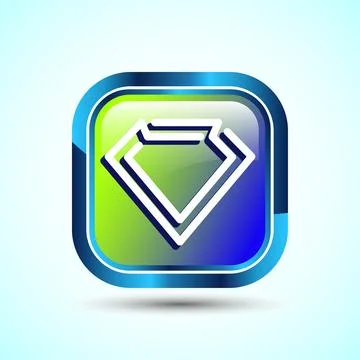 Diamond Icon Button Design Illustration. Jewel and Gem Icon Illustrazione stock