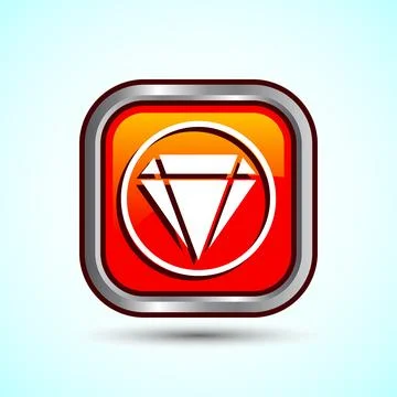 Diamond Icon Button Design Illustration. Jewel and Gem Icon 스톡 일러스트