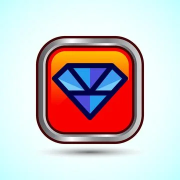 Diamond Icon Button Design Illustration. Jewel and Gem Icon 스톡 일러스트