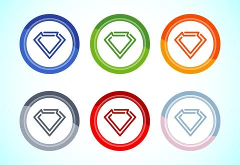 Diamond icon button design illustration. Jewel and gem icon, 6 color button.. Stock Illustration