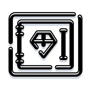 Diamond icon with checkmark inside square frame 库存插图