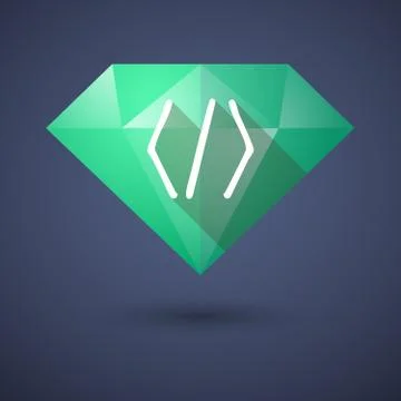 Diamond icon with a code sign 库存插图