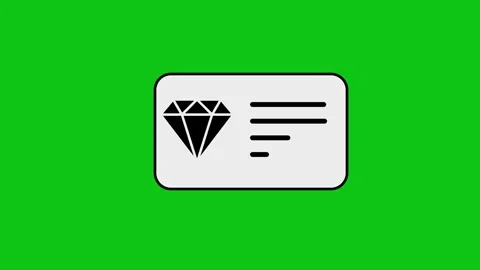 Diamond icon credit card verification animation on green screen background. Stock Footage 346497086