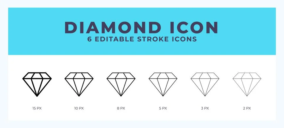 Diamond icon with different stroke. Vector illustration. Stock Illustration